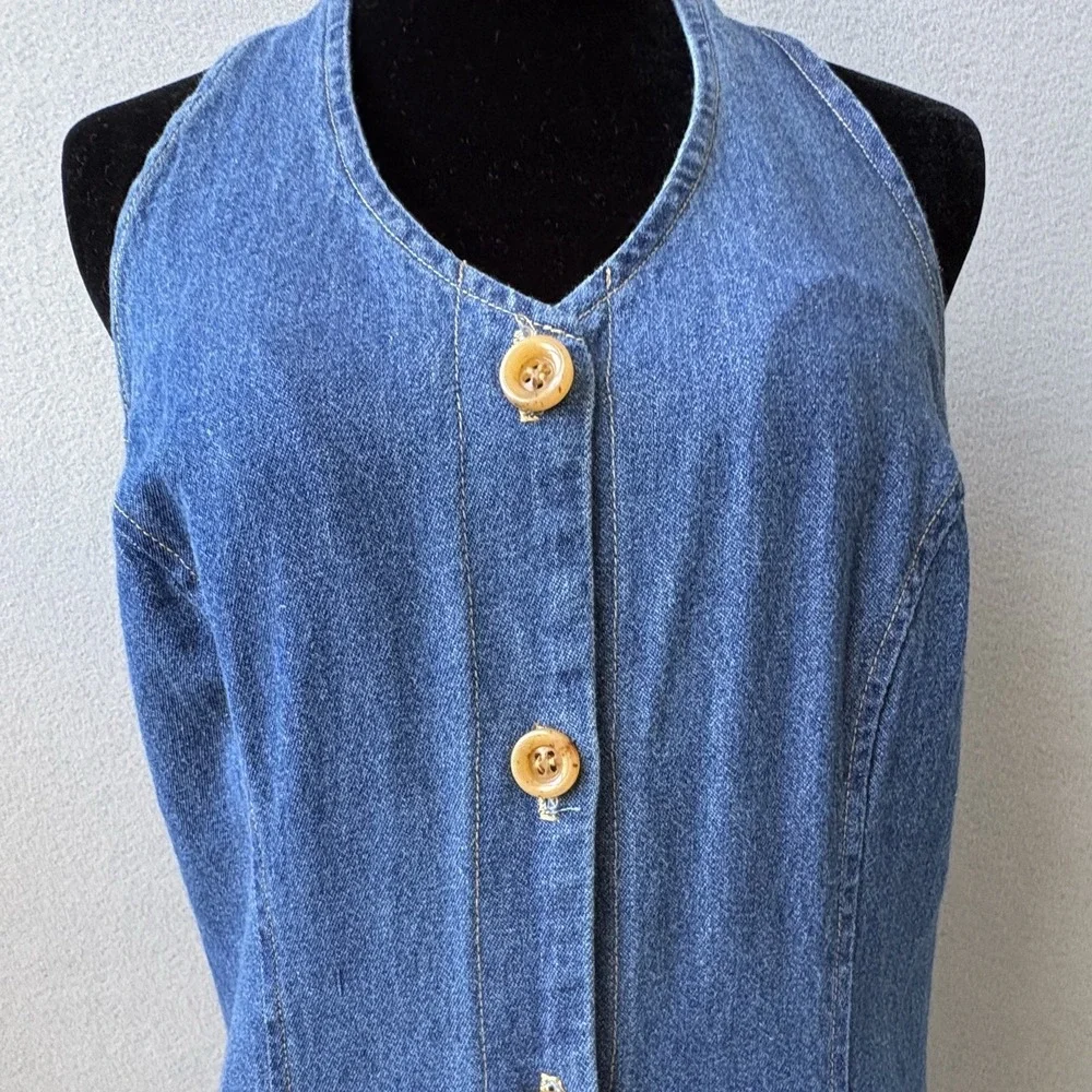 Vintage My Michelle Halter Dress 11/12 Denim 90s Boho Festival Y2K Casual Chic - Picture 7 of 10